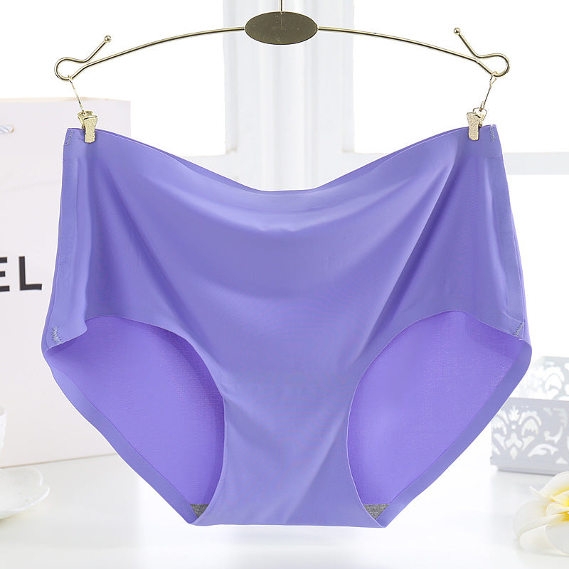 Culotte triangle respirante à taille moyenne pour femmes, sans marque, en soie glacée, unicolore